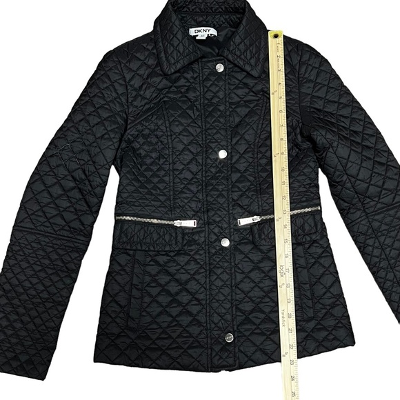 DKNY Y2K Black Quilted Jacket Coat Women’s XS X-Small Light Fitted Hip Length - Picture 9 of 15